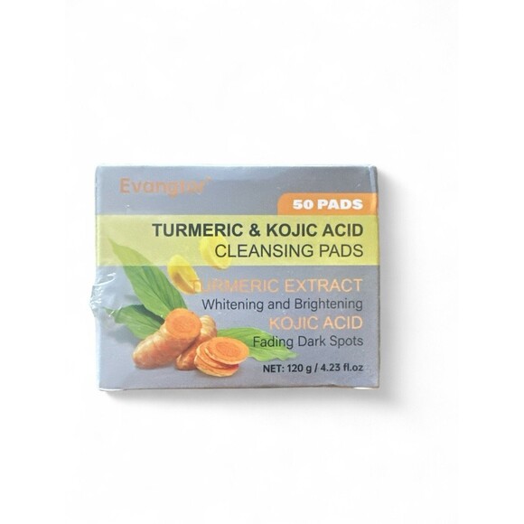 Evangtor 50 PCS Pads Turmeric & Kojic Acid Cleansing Pads Clarity & Dark Spots - Picture 1 of 2